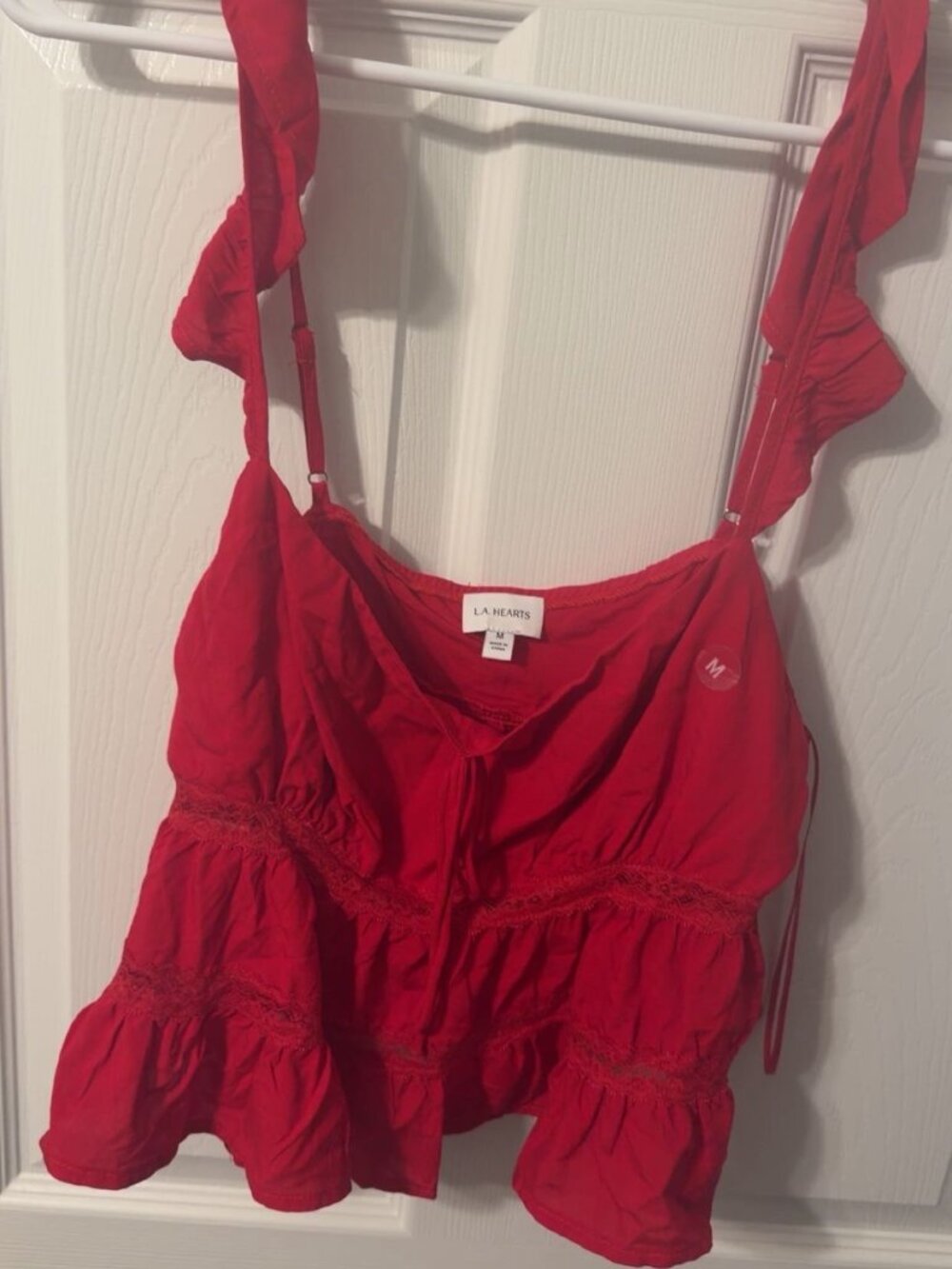 Hollister L.A. Hearts Red Ruffle Lace Crop Top Size M NWT